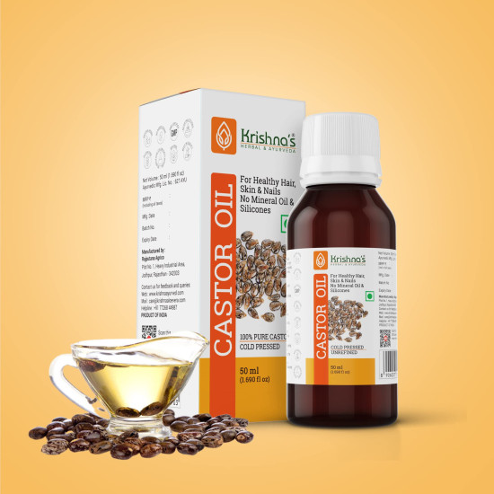 Krishna's Castor Oil | 100% Pure Castor Oil | Cold Pressed -50 ml