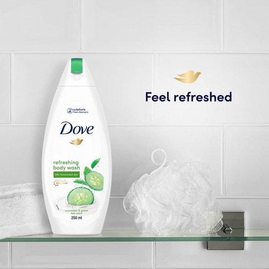 Dove Refreshing Body Wash, With Refreshing Cucumber And Green Tea Scent, For All Skin Type, Smoother Skin, 250 ml