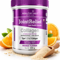 HealthyHey Nutrition Jointrelief Collagen Peptide Powder Type 1,2 & 3 (Hydrolysed) With Glucosamine,Chondroitin,Msm- Support Joint And Cartilage Health - 200 G (Orange),1 Count,22 Servings
