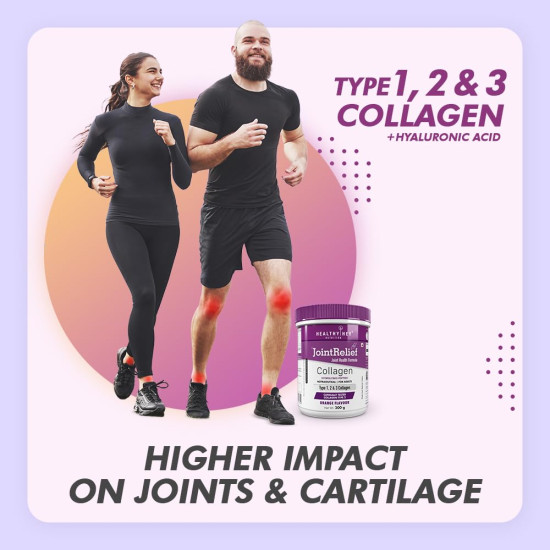 HealthyHey Nutrition Jointrelief Collagen Peptide Powder Type 1,2 & 3 (Hydrolysed) With Glucosamine,Chondroitin,Msm- Support Joint And Cartilage Health - 200 G (Orange),1 Count,22 Servings