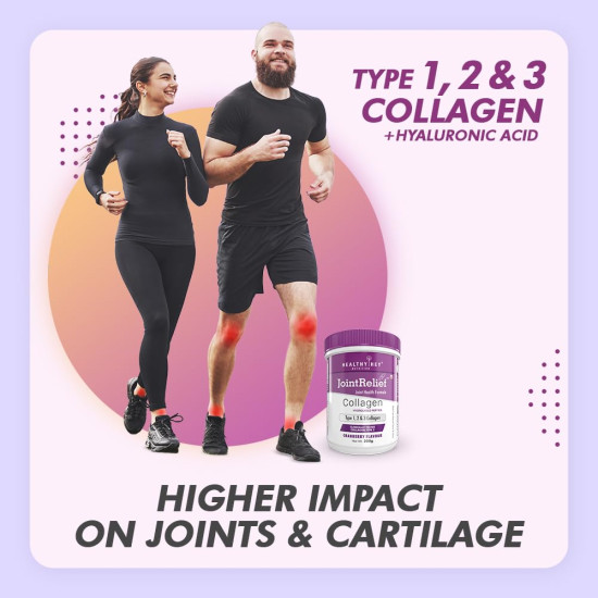 HealthyHey Nutrition Jointrelief Collagen Peptide Powder Type 1,2 & 3 (Hydrolysed) With Glucosamine,Chondroitin,Msm- Support Joint And Cartilage Health - 200 G (Orange),1 Count,22 Servings
