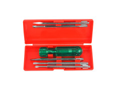SPARTAN BS-01 Eco 5-in-1 Pc Screw Driver Kit With 2 Flat Blades, 2 Phillips Head, 1 Round Poker Bar, Neon Bulb | Multi-purpose Tool Set (Green)
