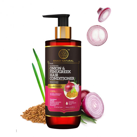Khadi Natural Onion & Fenugreek Hair Conditioner|Reduce hair fall|Boosts circulation in scalp| Paraben & Artificial Fragrance Free|Suitable for all hair types|310 ml