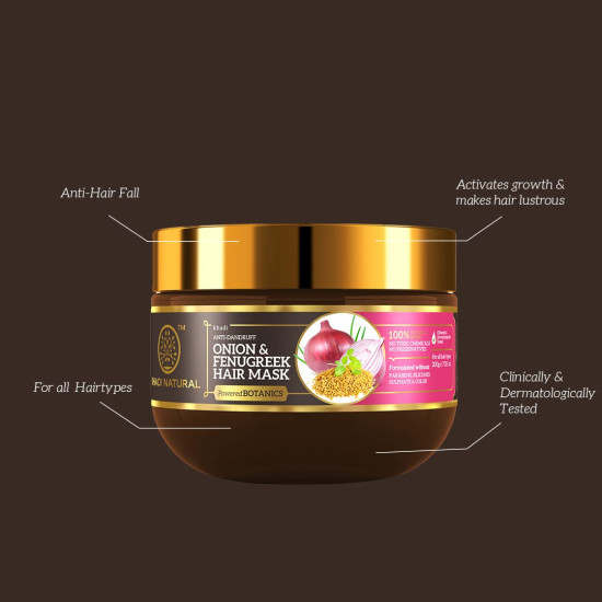KHADI NATURAL Onion & Fenugreek Hair Mask| Reduces Dandruff| Helps in Hair Growth| POWERED BOTANICS| 200GM