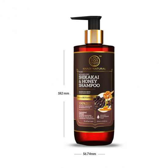 Khadi Natural Shikakai & Honey Shampoo|Detangles hair|Makes hair manageable|Protect from hair build-up|Suitable for all hair types|Powered Botanics|310ml