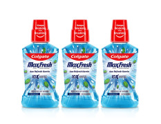 Colgate Maxfresh Plax Antibacterial Mouthwash, 24/7 Fresh Breath - Peppermint, 750ml (250ml x 3) (Pack of 3), Multicolour