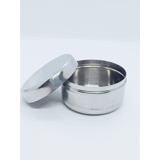 Stainless Steel Flat Steel Dabbi/Fridge Container 25 ml (Pack of 10) Stainless Steel Flat Steel Dabbi/Fridge Container 25 ml (Pack of 10)