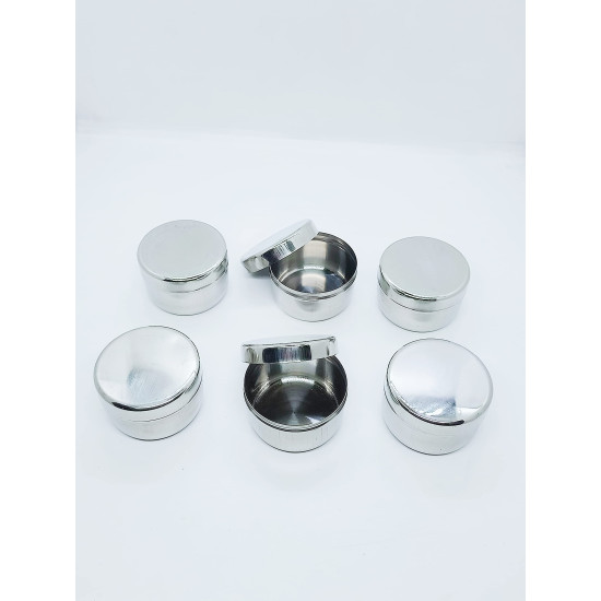 Stainless Steel Flat Steel Dabbi/Fridge Container 25 ml (Pack of 10) Stainless Steel Flat Steel Dabbi/Fridge Container 25 ml (Pack of 10)