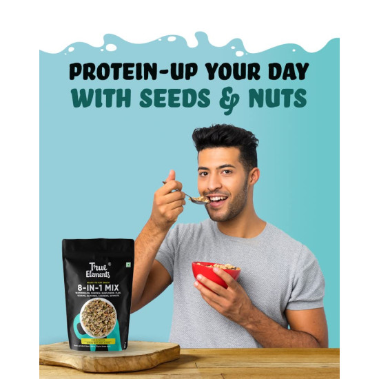 True Elements 8 in 1 Seeds and Nut Mix 250gm - Roasted Seeds | High Protein Snacks | Mix Seeds for Eating | Super seeds mix | Rich in Fibre and Protein | Diet Snacks