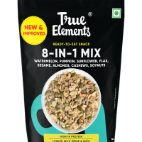 True Elements 8 in 1 Mix Seeds 125g - Seeds for Eating | Diet Snacks | Seed Mix for Eating | Roasted Seed - Watermelon, Pumpkin, Sunflower, Flax, Sesame and Almonds, Cashews, Soynuts