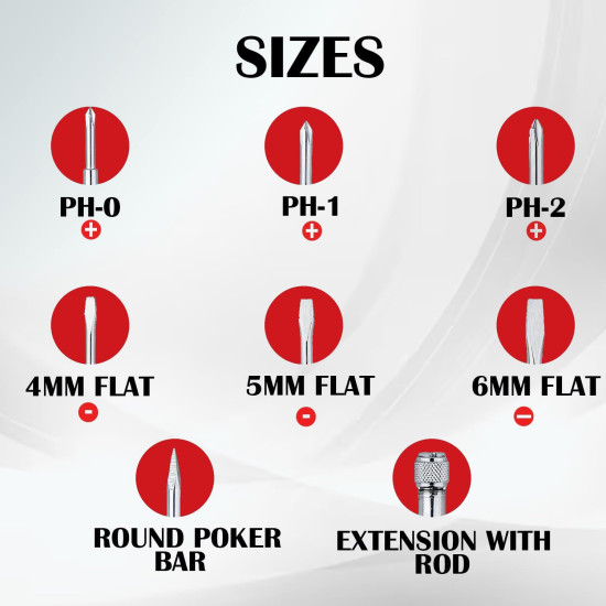 Spartan BS-02 8-in-1 Pc Screw Driver Kit With 3 Flat Blades, 3 Phillips Head, 1 Round Poker Bar, Extension Rod| Multi-purpose Tool Set