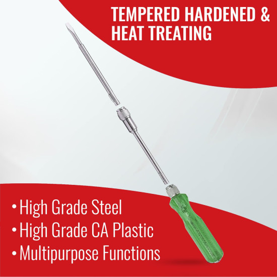 Spartan BS-02 8-in-1 Pc Screw Driver Kit With 3 Flat Blades, 3 Phillips Head, 1 Round Poker Bar, Extension Rod| Multi-purpose Tool Set