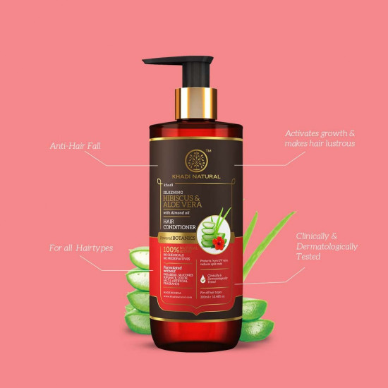 KHADI NATURAL Hibiscus & Aloe Vera Hair Conditioner| Frizz Free Hair| Improves Texture| Controls Hair Fall| POWERED BOTANICS| 310ML