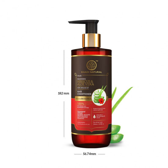 KHADI NATURAL Hibiscus & Aloe Vera Hair Conditioner| Frizz Free Hair| Improves Texture| Controls Hair Fall| POWERED BOTANICS| 310ML