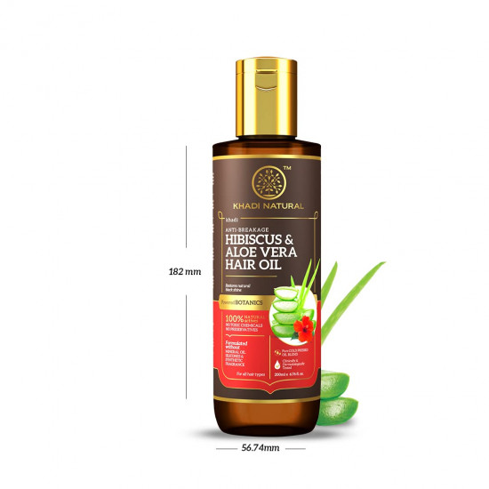 Khadi Natural Hibiscus & Aloe Vera Hair Oil | Oil for Frizzy Hair | Silicone & Mineral Oil Free | Suitable for All Hair Types | Powered Botanics| 200 ml
