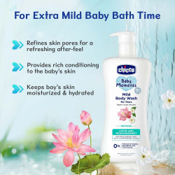 Chicco Baby Moments Mild Body Wash Refresh, New Advanced Formula with Natural Ingredients, No Tears & Soap-Free, Mild formula for Baby’s Body wash, No Phenoxyethanol and Parabens (200ml)