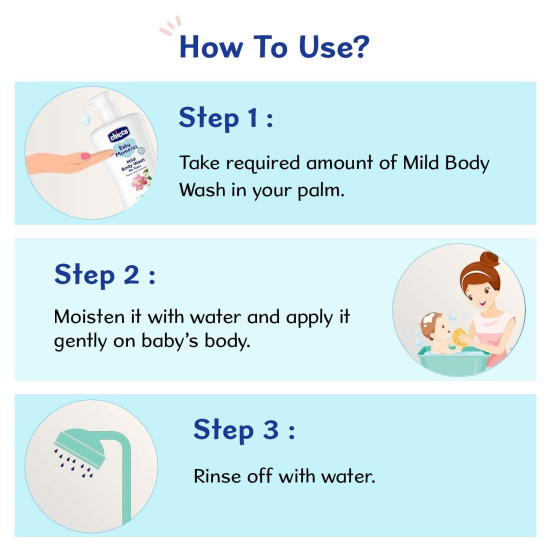 Chicco Baby Moments Mild Body Wash Refresh, New Advanced Formula with Natural Ingredients, No Tears & Soap-Free, Mild formula for Baby’s Body wash, No Phenoxyethanol and Parabens (200ml)