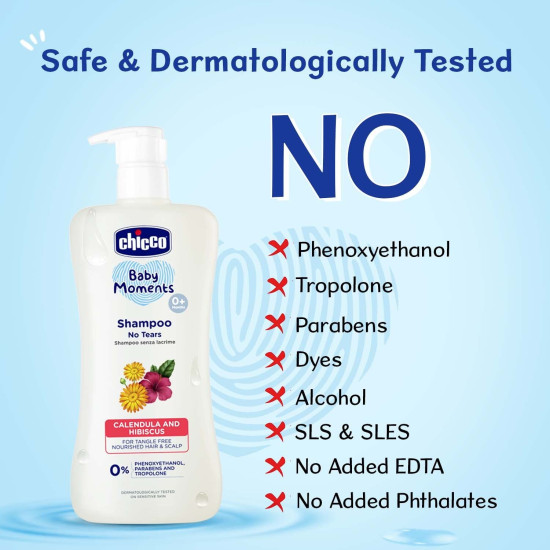 Chicco Baby Moments Shampoo for Tear-Free Bath Times, New Advanced Formula with Natural Ingredients, Suitable for Baby’s Tangle Free, Smooth Hair, No Phenoxyethanol and Parabens (100ml)