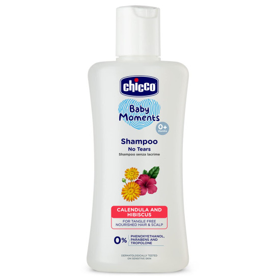 Chicco Baby Moments Shampoo for Tear-Free Bath Times, New Advanced Formula with Natural Ingredients, Suitable for Baby’s Tangle Free, Smooth Hair, No Phenoxyethanol and Parabens (200ml)