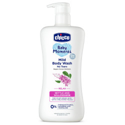 Chicco Baby Moments Mild Body Wash Relax, New Advanced Formula with Natural Ingredients, No Tears & Soap-Free, Mild formula for Baby’s Body & Face Wash, No Phenoxyethanol and Parabens (500ml)