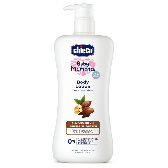 Chicco Baby Moments Body Lotion for Babies, 500ml | Almond Milk & Murumuru Butter | Quick Absorb Formula with Natural Ingredients for Ultra Soft Skin | Dermatologically Tested | Parabens & Phenoxyethanol Free
