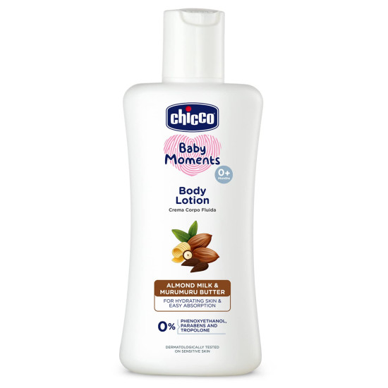 Chicco Baby Moments Body Lotion for Babies, 100ml | Almond Milk & Murumuru Butter | Quick Absorb Formula with Natural Ingredients for Ultra Soft Skin | Dermatologically Tested | Parabens & Phenoxyethanol Free