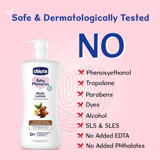 Chicco Baby Moments Body Lotion for Babies, 100ml | Almond Milk & Murumuru Butter | Quick Absorb Formula with Natural Ingredients for Ultra Soft Skin | Dermatologically Tested | Parabens & Phenoxyethanol Free