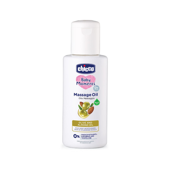 Chicco Baby Moments Massage Oil, New Advanced Non-sticky & Moisturizing Formula with Natural Ingredients to Prevent Dryness, Suitable for Baby’s Skin, Hair & Scalp, No Phenoxyethanol & Parabens (100ml)