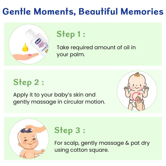 Chicco Baby Moments Massage Oil, New Advanced Non-sticky & Moisturizing Formula with Natural Ingredients to Prevent Dryness, Suitable for Baby’s Skin, Hair & Scalp, No Phenoxyethanol & Parabens (100ml)