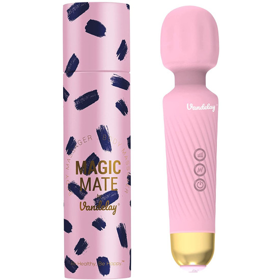 Vandelay Full Body Massager for Women & Men, Rechargeable Wireless Massager Machine for Pain Relief, Handheld Massager with Medical Grade Silicone, 8 Speeds, 20 Modes– Pink