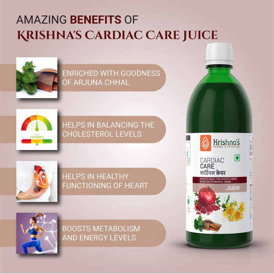 KRISHNA's HERBAL & AYURVEDA Cardiac Care Juice - 1000 Ml | Ayurvedic Heart Care Expert | Healthy Heart Cardiac Wellness | Enriched With Arjuna Chaal, Kutki, Amla, Anardana & Pushkar Mool