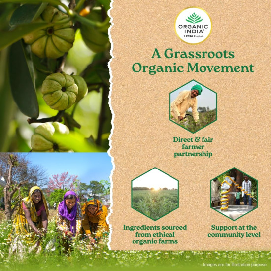 A TATA Product - Organic India Garcinia Cambogia - 60 Veg Capsules, GMP & NPOP Certified Organic