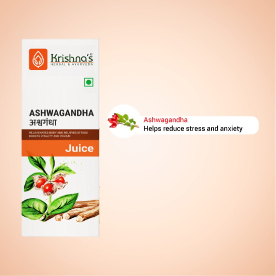 Krishna's Ashvagandha Juice 1L | Ayurvedic Ashwagandha Juice to Reduce Stress & Anxiety Naturally | Boosts Energy Levels | Sugar Free | GMP Certified (1000 ml)