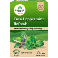 ORGANIC INDIA Tulsi Peppermint Refresh 25 Tea Bags || Stress Relieving & Rejuvenating || Feeling Refreshed || Tulsi Tea - 25 Tea Bags