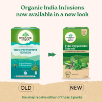 ORGANIC INDIA Tulsi Peppermint Refresh 25 Tea Bags || Stress Relieving & Rejuvenating || Feeling Refreshed || Tulsi Tea - 25 Tea Bags