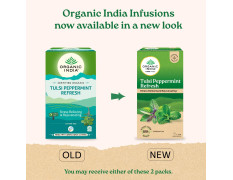 ORGANIC INDIA Tulsi Peppermint Refresh 25 Tea Bags || Stress Relieving & Rejuvenating || Feeling Refreshed || Tulsi Tea - 25 Tea Bags