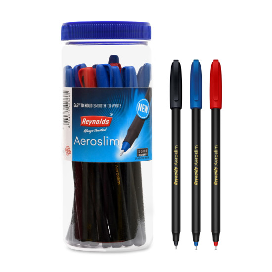 Reynolds AEROSLIM Ball Pen SET - 25 PENS (15 BLUE, 5 Black, 5 Red) | PENS WITH COMFORTABLE GRIP |BALL PENS FOR WRITING | PEN FOR STUDENTS & OFFICE STATIONERY | 0.7 mm TIP SIZE Reynolds AEROSLIM Ball Pen SET - 25 PENS (15 BLUE, 5 Black, 5 Red) | PENS WITH COMFORTABLE GRIP |BALL PENS FOR WRITING | PEN FOR STUDENTS & OFFICE STATIONERY | 0.7 mm TIP SIZE