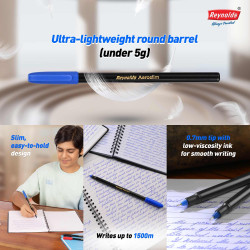Reynolds AEROSLIM Ball Pen SET - 25 PENS (15 BLUE, 5 Black, 5 Red) | PENS WITH COMFORTABLE GRIP |BALL PENS FOR WRITING | PEN FOR STUDENTS & OFFICE STATIONERY | 0.7 mm TIP SIZE
