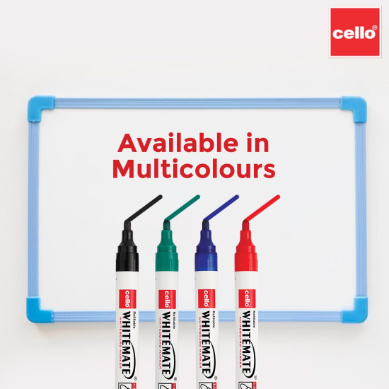 Cello Whitemate Whiteboard Markers | Set Of 4 Markers And 1 Duster | 4 Assorted Ink Colours | Bold Point Marker Pens With Easily Refillable And Erasable Ink | Writes Longer.
