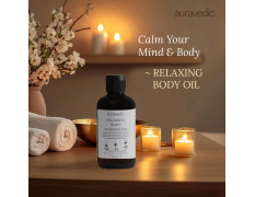 Auravedic Relaxing Body Massage Oil For Full Body Massager For Pain Relief Calming Moisturizer For Dry Skin Face 200 Ml Lavender Eucalyptus Mint Body Oil After Bath For Daily Use