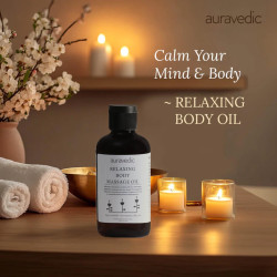 Auravedic Relaxing Body Massage Oil For Full Body Massager For Pain Relief Calming Moisturizer For Dry Skin Face 200 Ml Lavender Eucalyptus Mint Body Oil After Bath For Daily Use