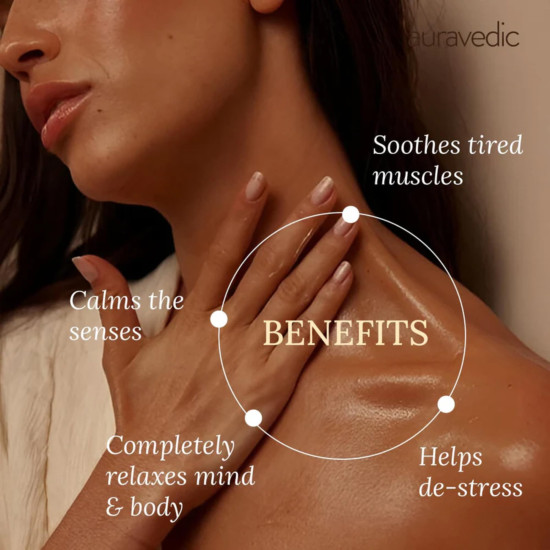 Auravedic Relaxing Body Massage Oil For Full Body Massager For Pain Relief Calming Moisturizer For Dry Skin Face 200 Ml Lavender Eucalyptus Mint Body Oil After Bath For Daily Use