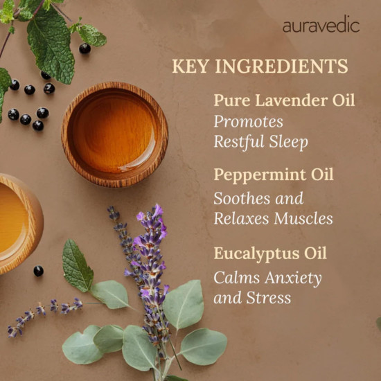 Auravedic Relaxing Body Massage Oil For Full Body Massager For Pain Relief Calming Moisturizer For Dry Skin Face 200 Ml Lavender Eucalyptus Mint Body Oil After Bath For Daily Use