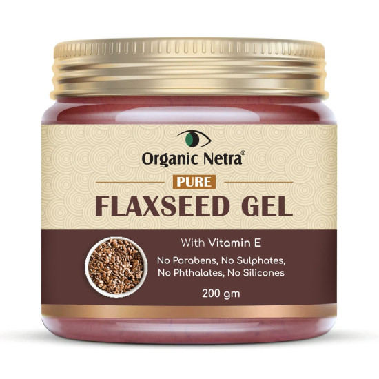 Organic Netra Pure Flaxseed Gel with Vitamin E for Hair and Skin Strengthens and Nourishes Curly Hair and Skin Health Safe for All Skin Types Reduces Fine Lines and Wrinkles 200g
