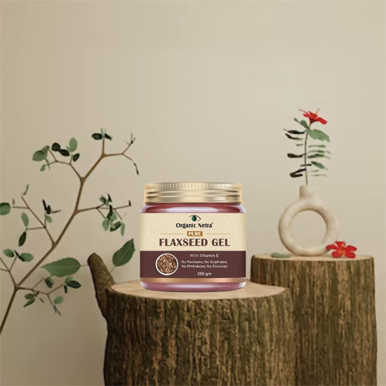 Organic Netra Pure Flaxseed Gel with Vitamin E for Hair and Skin Strengthens and Nourishes Curly Hair and Skin Health Safe for All Skin Types Reduces Fine Lines and Wrinkles 200g