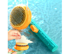 Flynovate Self Cleaning Dog Comb & Cat Comb - Pet Hair Remover Grooming Comb with Switch & PAIN - FREE Slickers | Deshedding Dog Brush & Cat Brush To Gently Massage The Pets with FREE Bath Brush