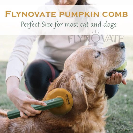 Flynovate Self Cleaning Dog Comb & Cat Comb - Pet Hair Remover Grooming Comb with Switch & PAIN - FREE Slickers | Deshedding Dog Brush & Cat Brush To Gently Massage The Pets with FREE Bath Brush