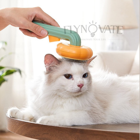 Flynovate Self Cleaning Dog Comb & Cat Comb - Pet Hair Remover Grooming Comb with Switch & PAIN - FREE Slickers | Deshedding Dog Brush & Cat Brush To Gently Massage The Pets with FREE Bath Brush