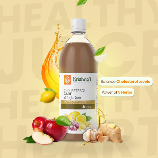 KRISHNA'S HERBAL & AYURVEDA Cholesterol Care Juice - 1000 Ml | Contains Honey With Apple Cider Ginger Garlic, Sugar Free, Helps In Digestion, Made In India