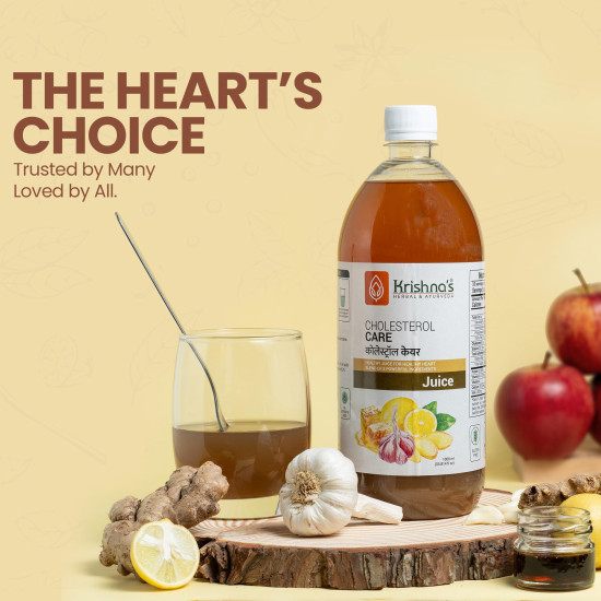 KRISHNA'S HERBAL & AYURVEDA Cholesterol Care Juice - 1000 Ml | Contains Honey With Apple Cider Ginger Garlic, Sugar Free, Helps In Digestion, Made In India